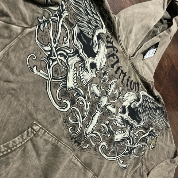 Affliction Men's Tan Skull Wing Hoodie - Picture 2 of 4
